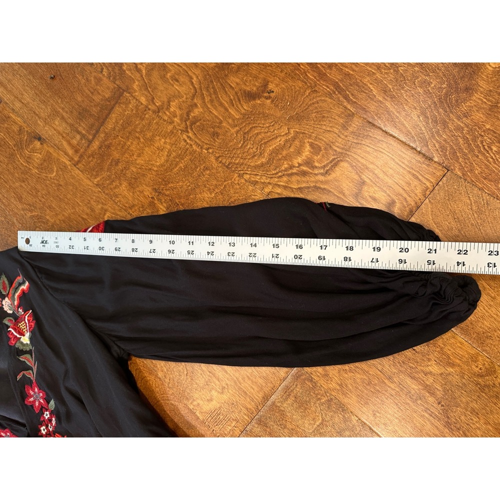 Farm Rio Embroidered Wide‎ Leg Floral Jumpsuit Small Black Floral Anthropologie - Picture 11 of 16